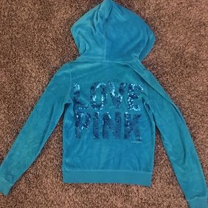 Victoria’s Secret PINK Sequin Logo Zip Up XS